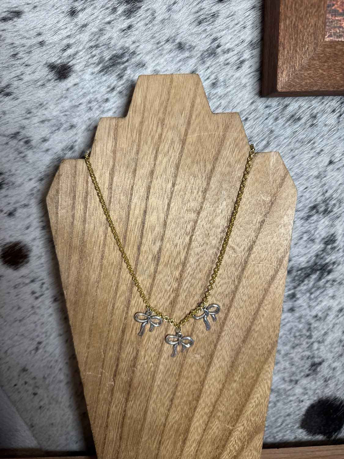 Silver Bow on Gold Chain