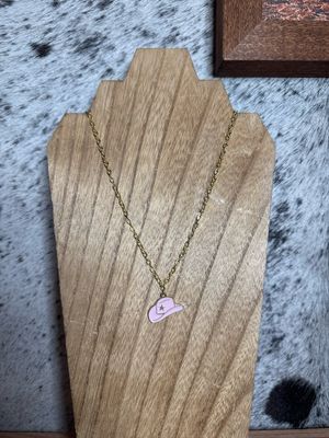 Pink Cowboy Hat Charm with Gold Chain