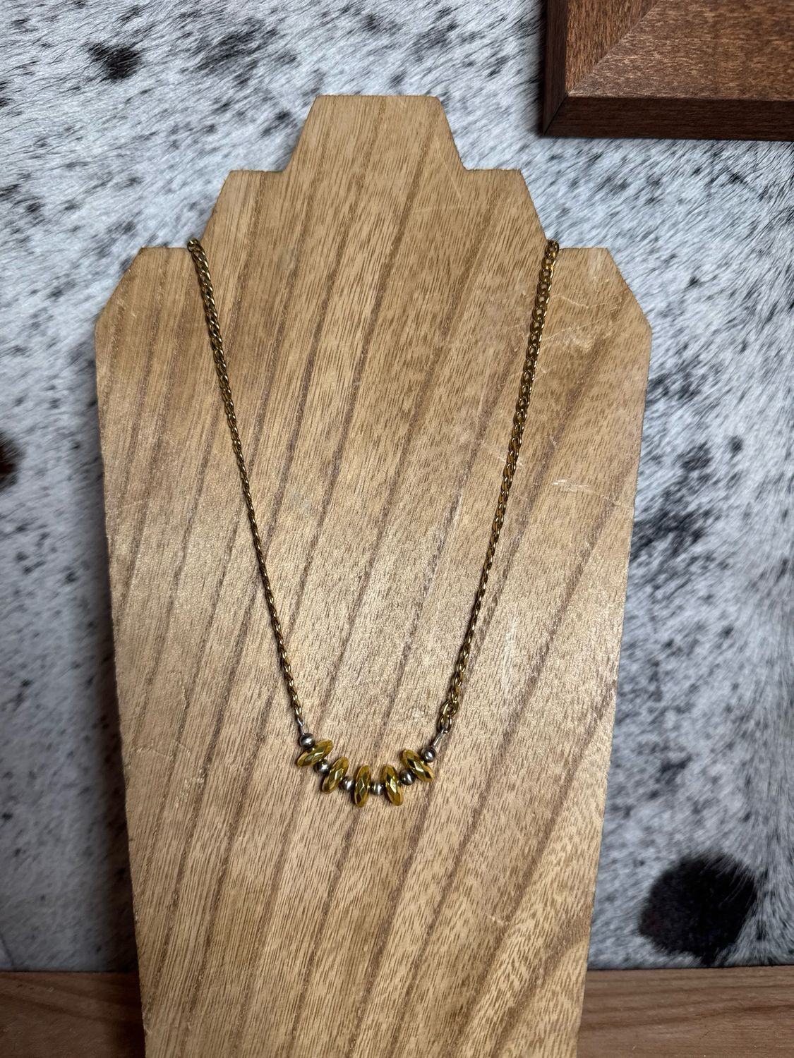 Gold Hematite &amp; Navajo Pearls with Gold Chain