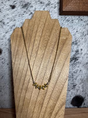 Gold Hematite &amp; Navajo Pearls with Gold Chain