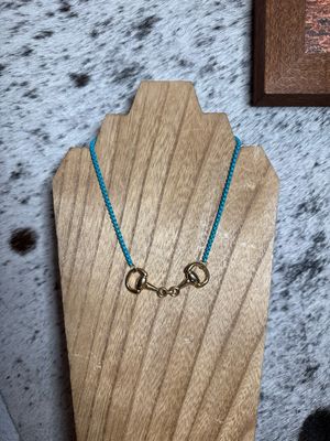 Gold Bridle Bit with Teal Chain