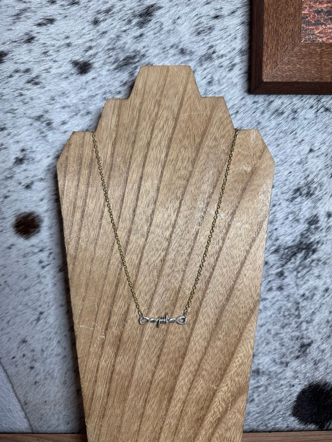 Small Barbed Wire with Gold Chain