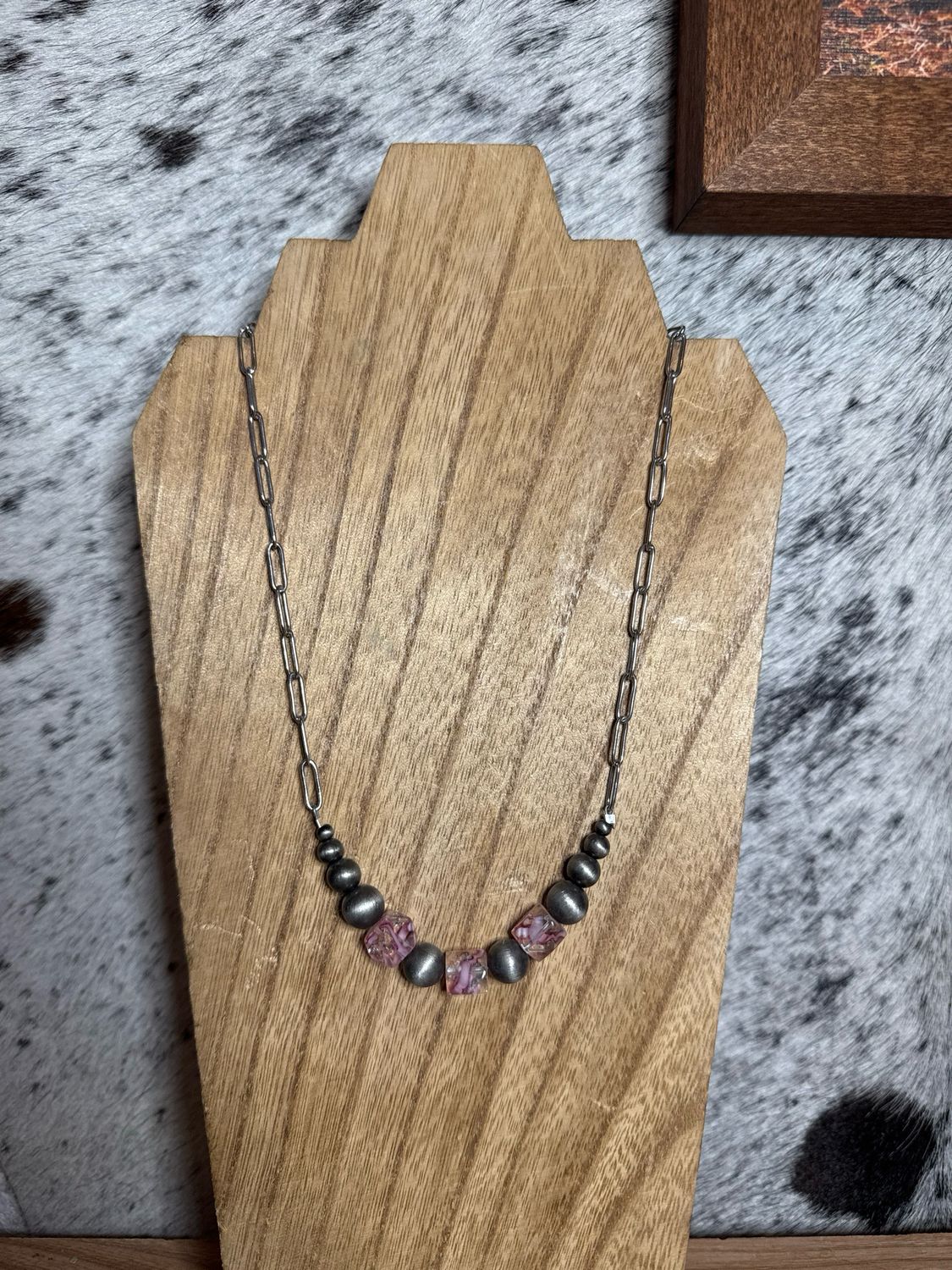 Faux Navajo Pearls &amp; Pink Glass