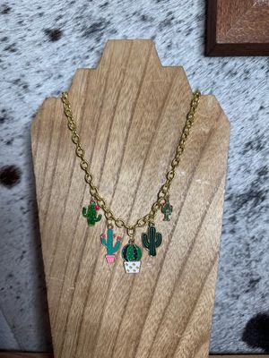 Gold Cactus Charms &amp; Gold Chain