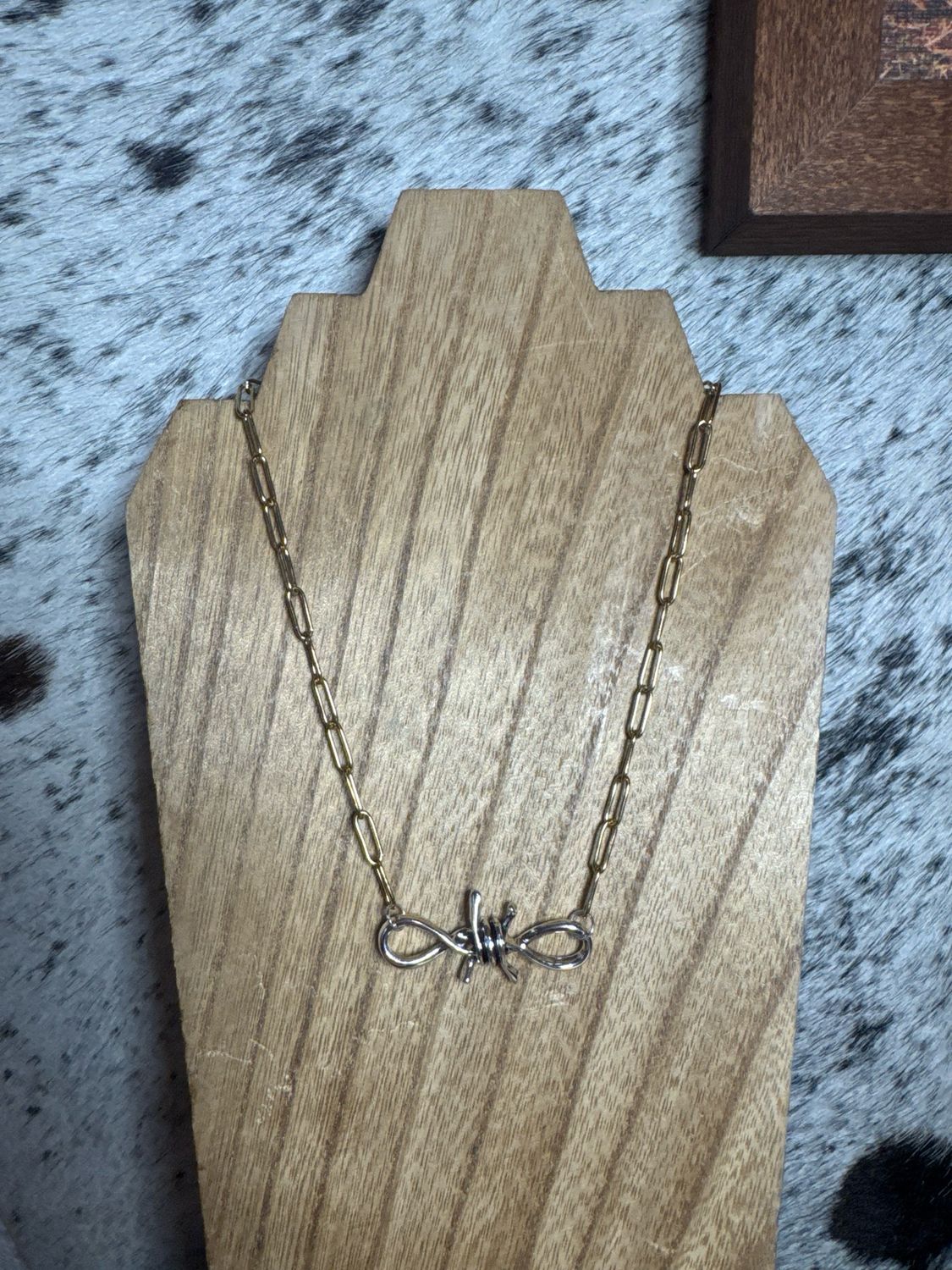 Silver Barbed Wire &amp; Gold Chain