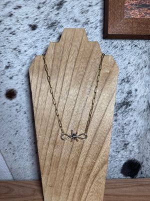 Silver Barbed Wire Charm with Gold Chain