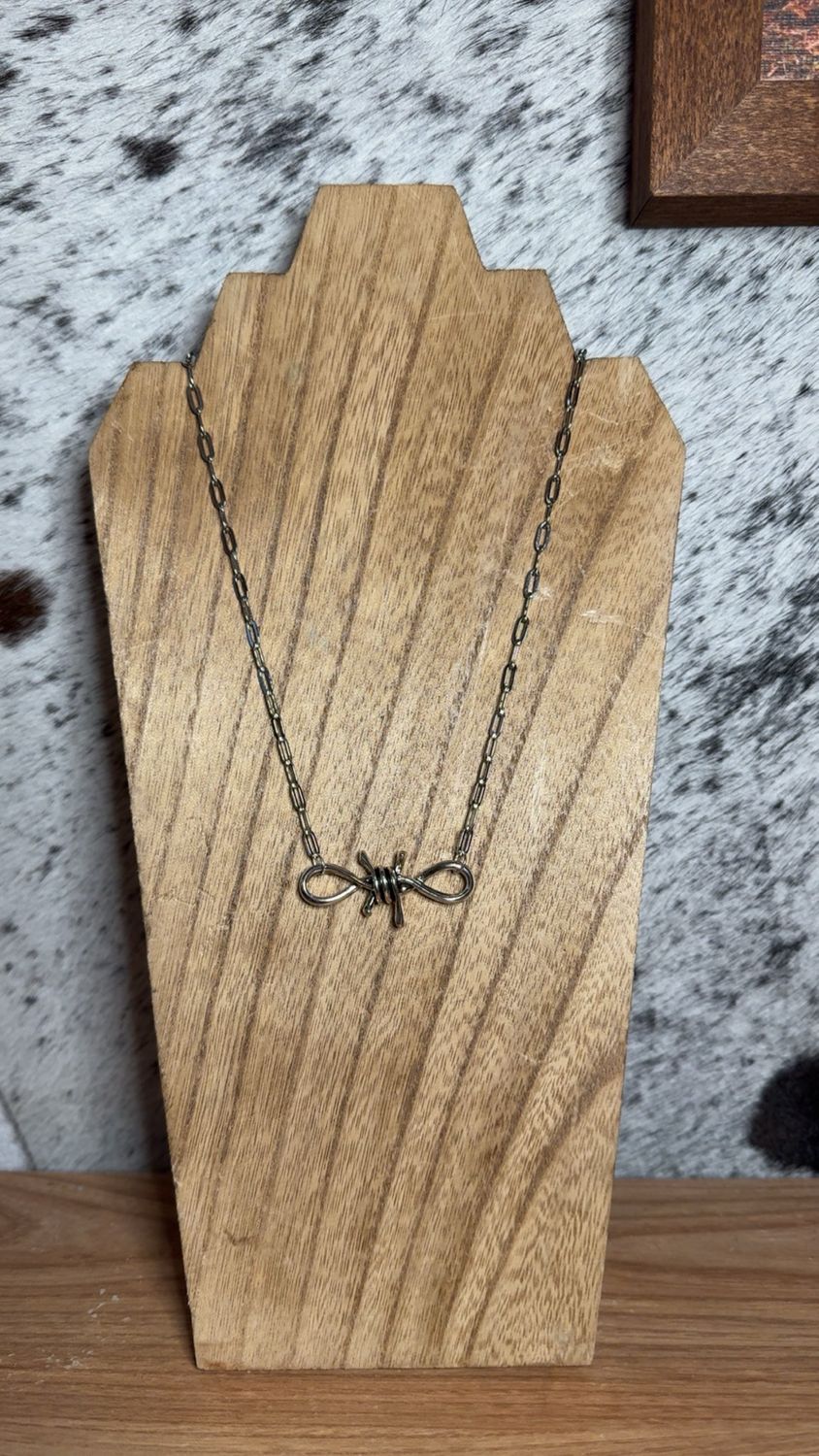 Silver Barbed Wire Charm with Silver Chain