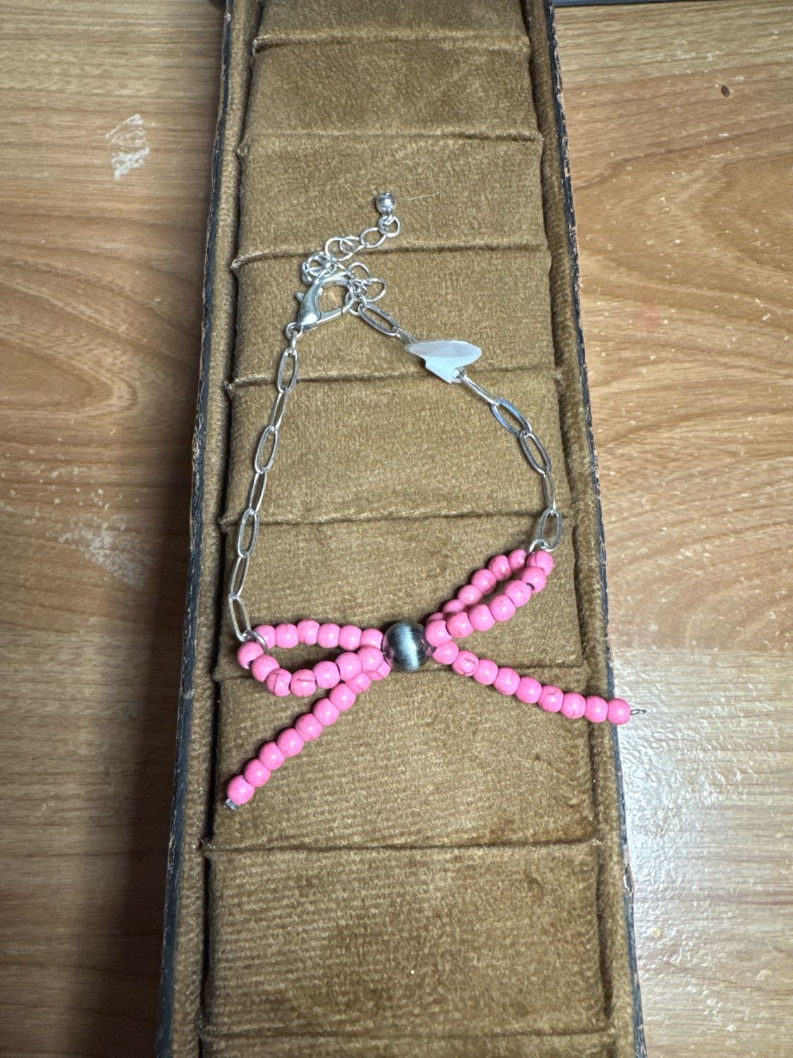 Pink Bow &amp; Faux Navajo Pearls