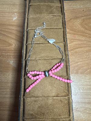 Pink Bow &amp; Faux Navajo Pearls