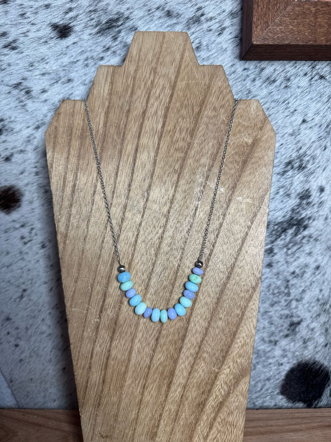 Blue, Green, &amp; Purple Opal with Navajo Pearls
