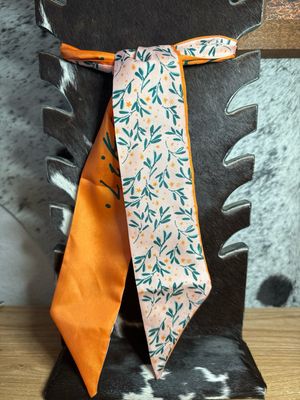 Orange &amp; Pink with Greenery Twilly