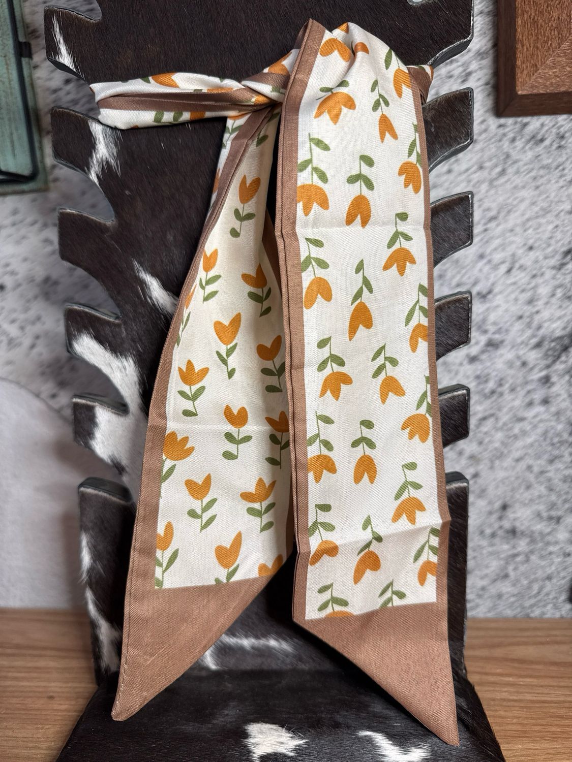 Brown &amp; Yellow Flowers Twilly