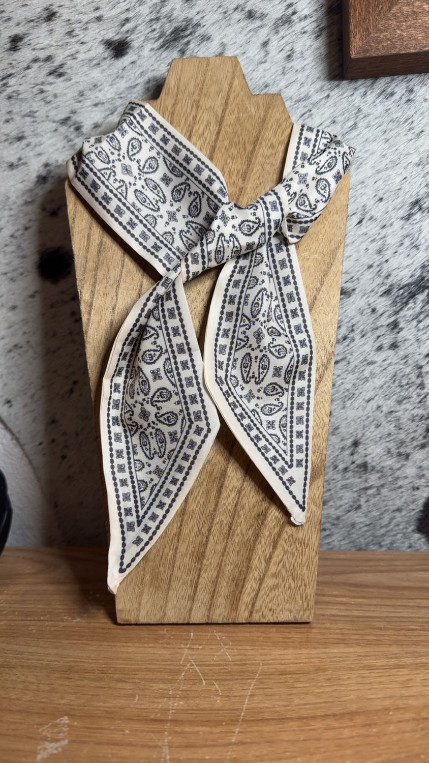 Black &amp; Cream Paisley Twilly