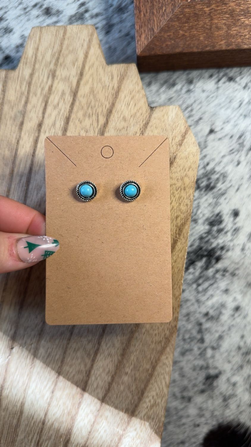 Faux Turquoise Circle Stud