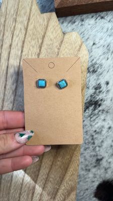 Faux Turquoise Square Studs