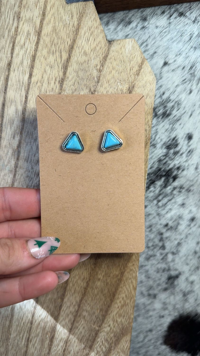Faux Turquoise Triangle Stud