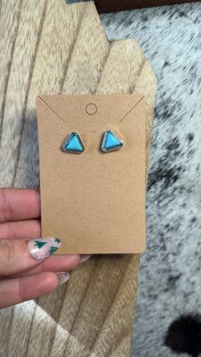 Faux Turquoise Triangle Stud