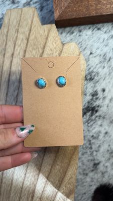 Faux Turquoise Oval Stud