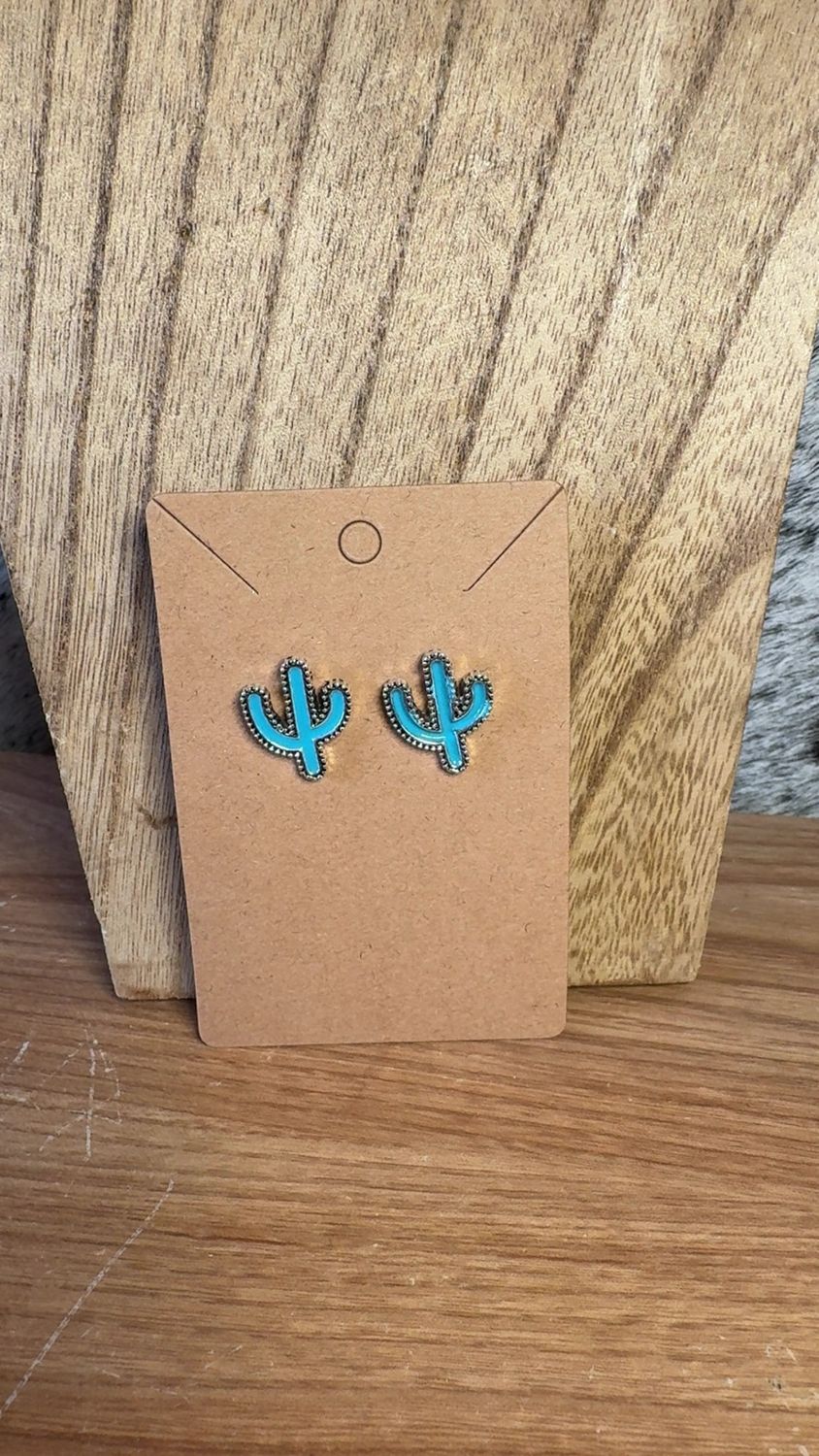 Faux Turquoise Cactus Studs