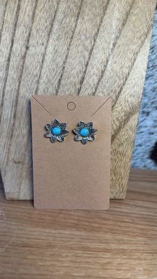 Faux Turquoise Flower Stud