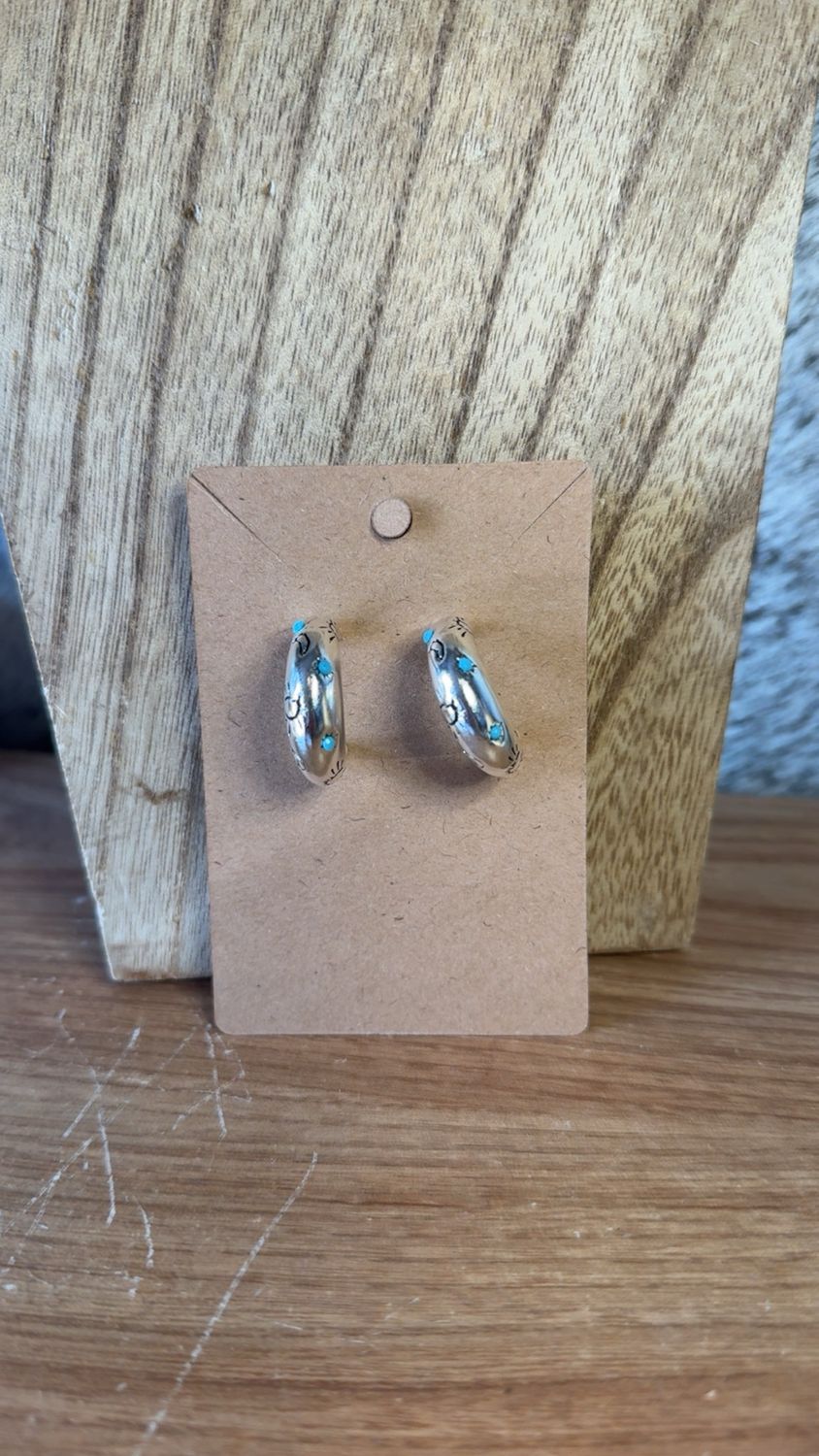 Faux Turquoise Hoops