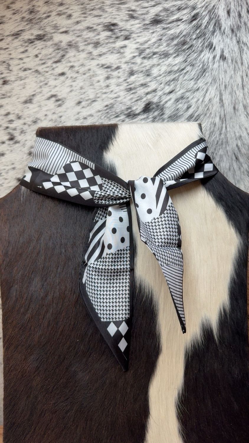 Black &amp; White Mixed Pattern Twilly
