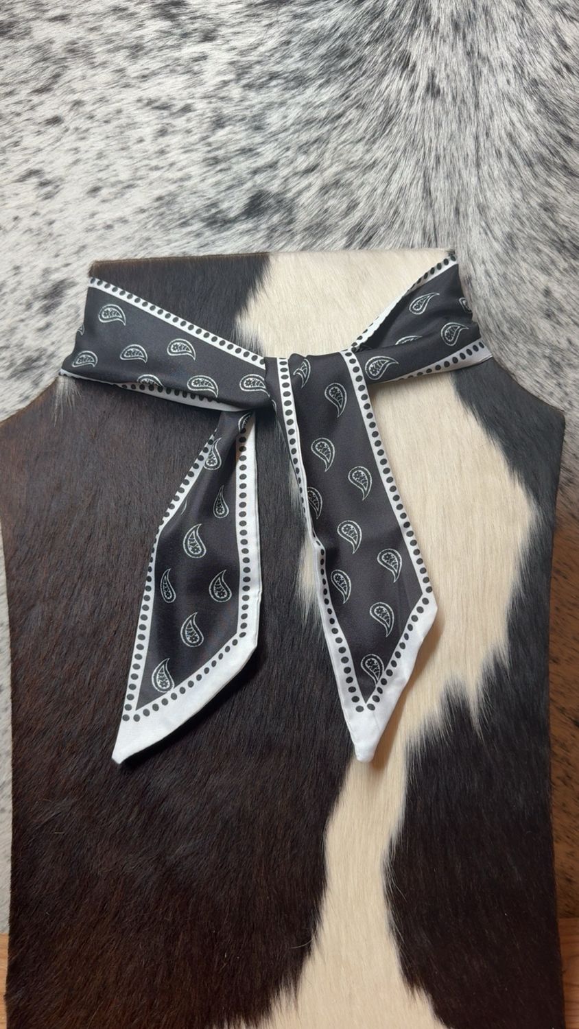 Black &amp; White Paisley Twilly