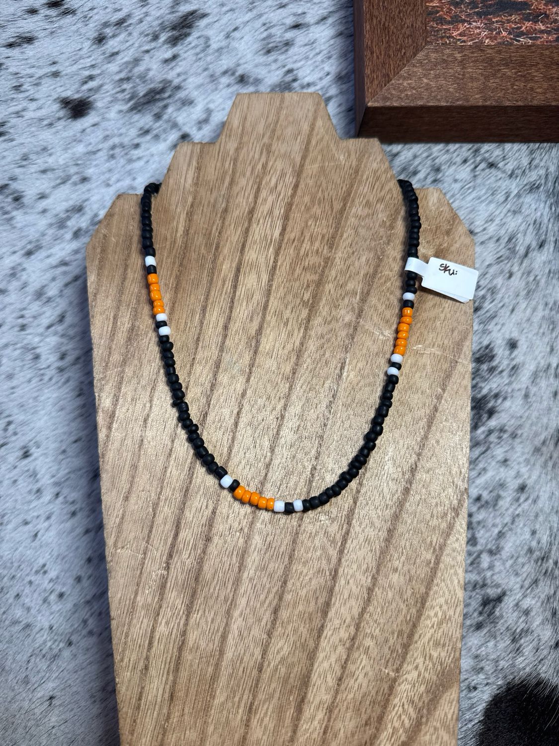 Black, Orange &amp; White Seed Beads