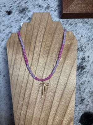 Pink &amp; Purple Seed Beads with Charm