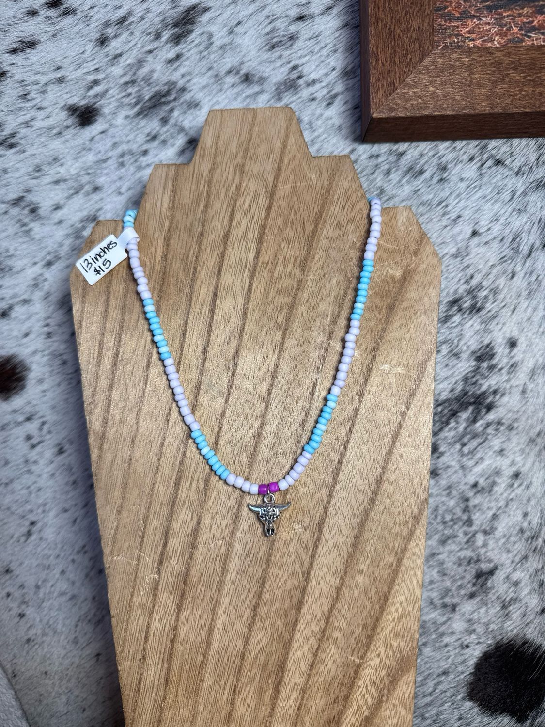 Pink &amp; Blue Seed Beads with Charm