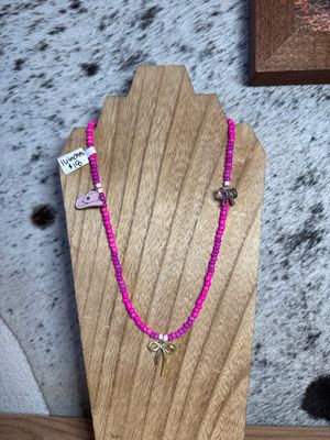 Pink Seed Beads with Charms