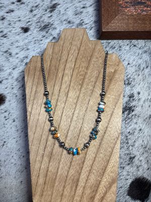 Orange Spiny Ouster &amp; Turquoise with Navajo Pearls