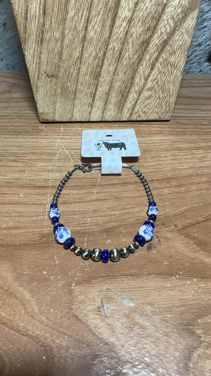 Blue Lapis, China &amp; Navajo Pearl Bracelet