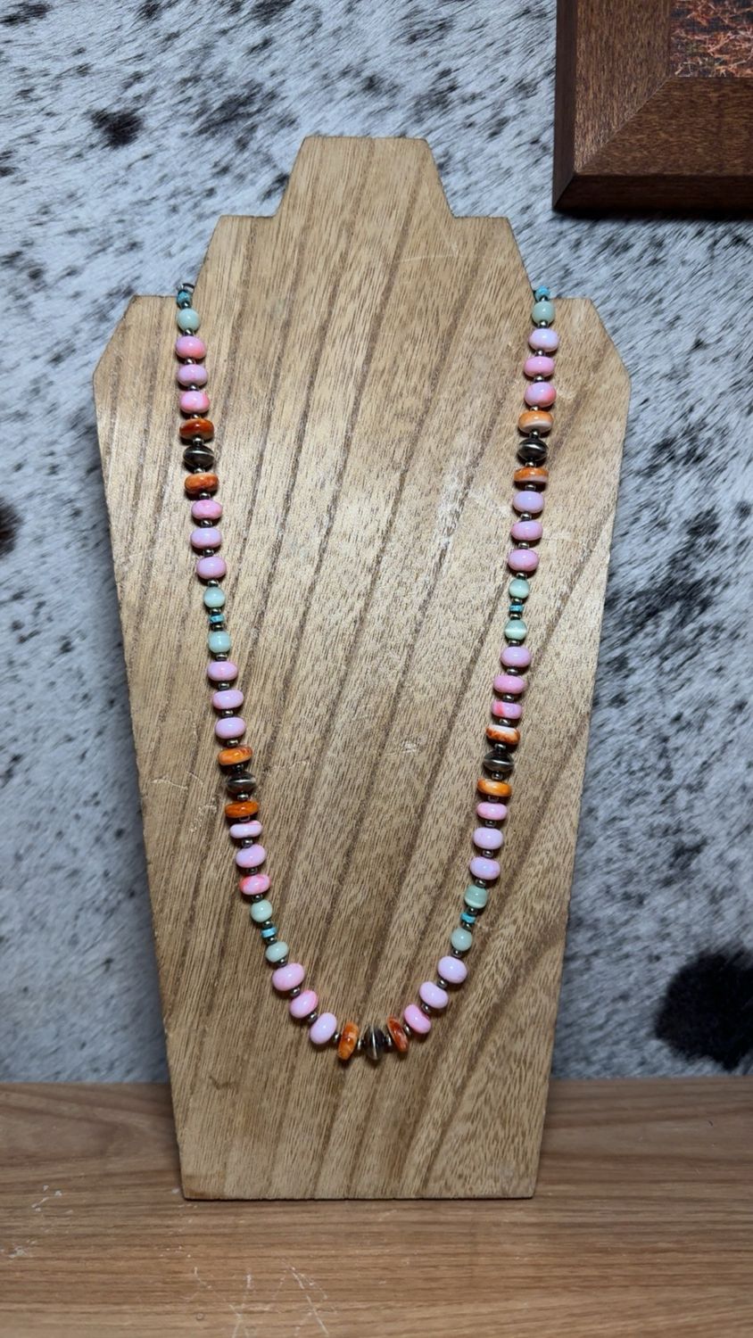 Pink Opal, Turquoise, Orange Spiny Oyster &amp; Navajo Pearls