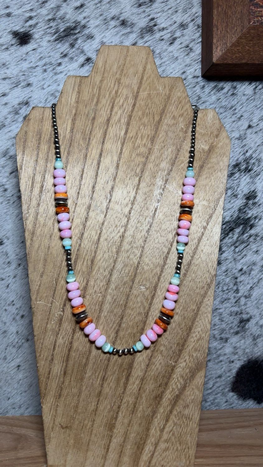 Pink Opal, Turquoise, Orange Spiny Oyster &amp; Navjo Pearls