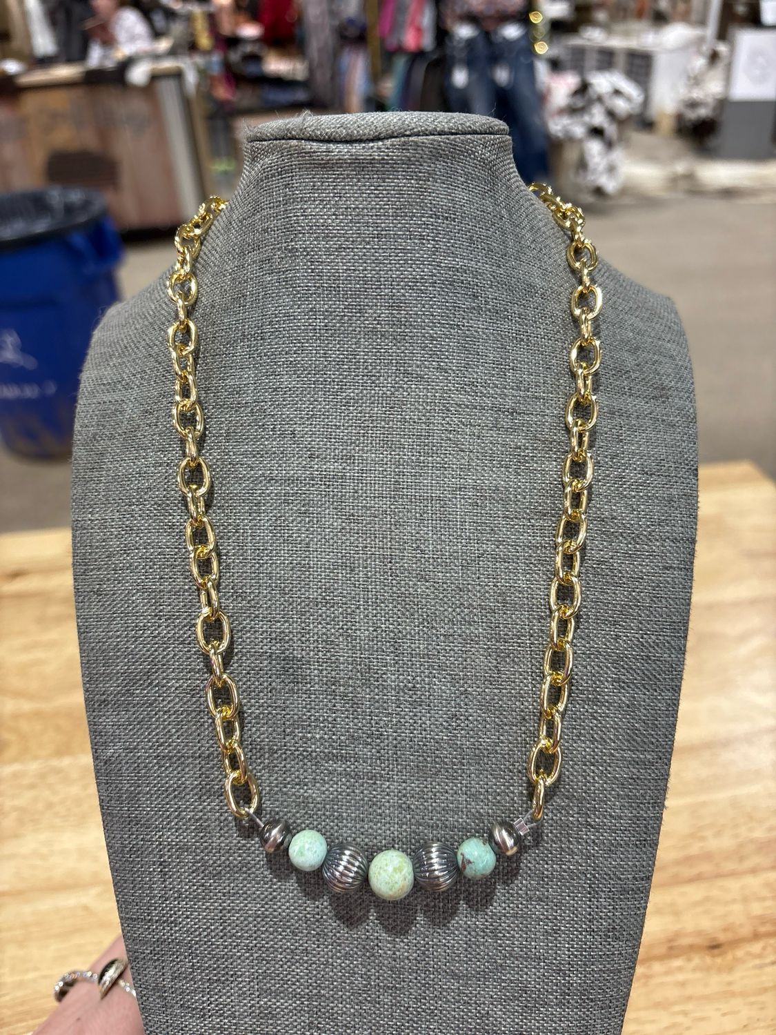Turquoise &amp; Gold Chain Stacker