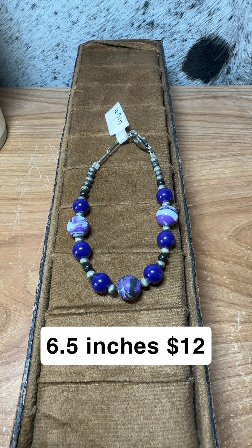 Faux Navajo Pearls, Black Onyx, &amp; Purple Swirl
