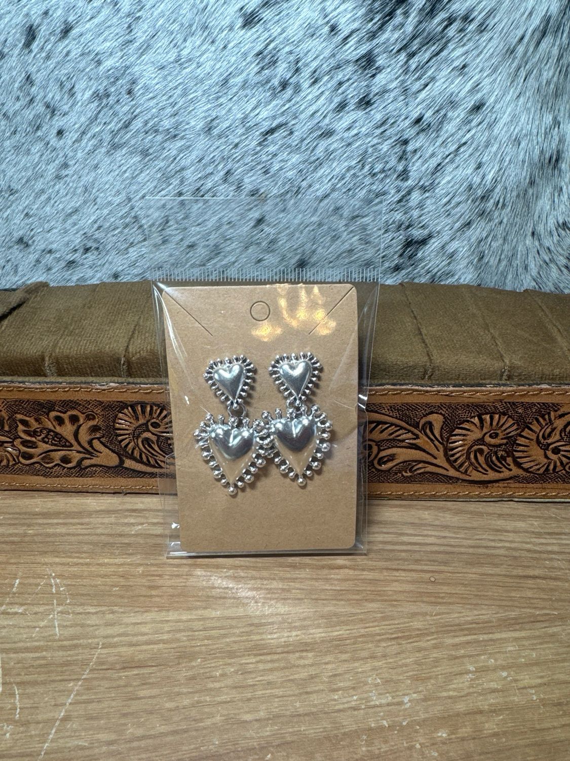 Faux Heart Dangle Studs