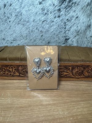 Faux Heart Dangle Studs