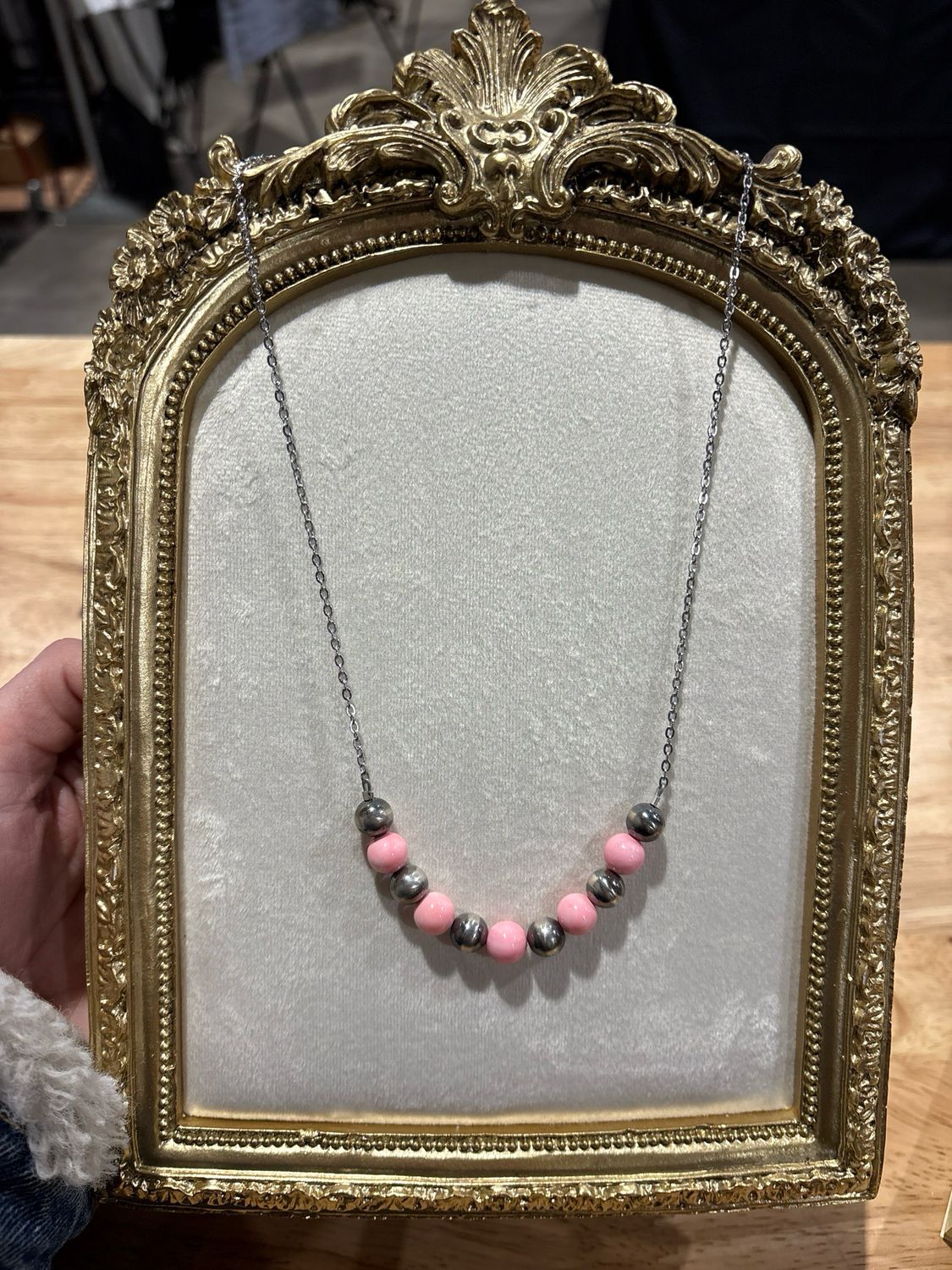 Pink Conch &amp; 8 mm Navajo Pearl Stacker