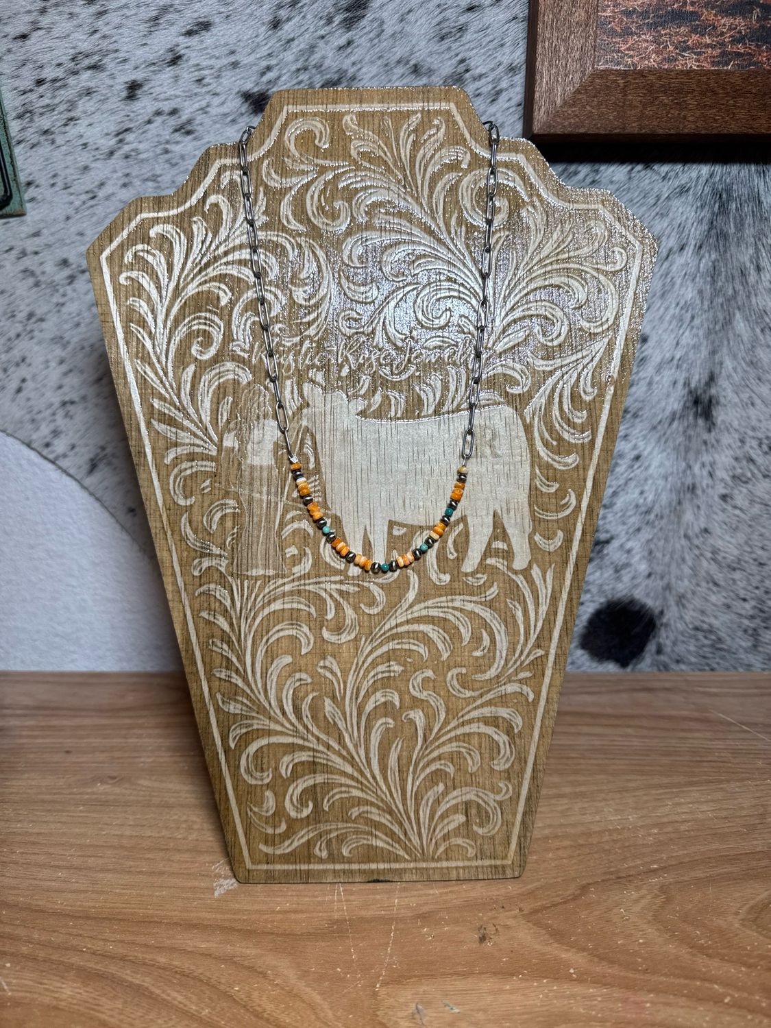 Orange Spiny Oyster, Turquoise &amp; Navajo Pearl Stacker