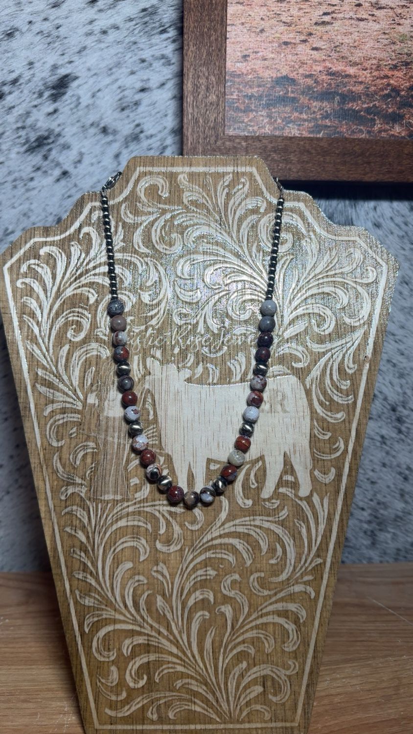 Crazy Lace Agate &amp; Navajo Pearls