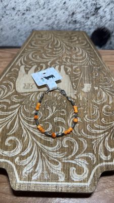Orange Spiny Oyster &amp; Navajo Pearl Bracelet