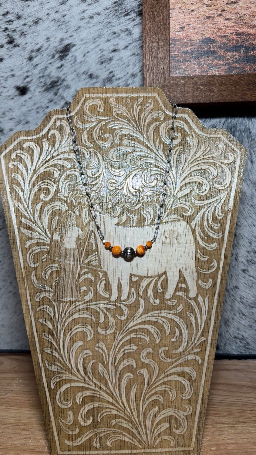 Orange Spiny Oyster &amp; Navajo Pearl Stacker