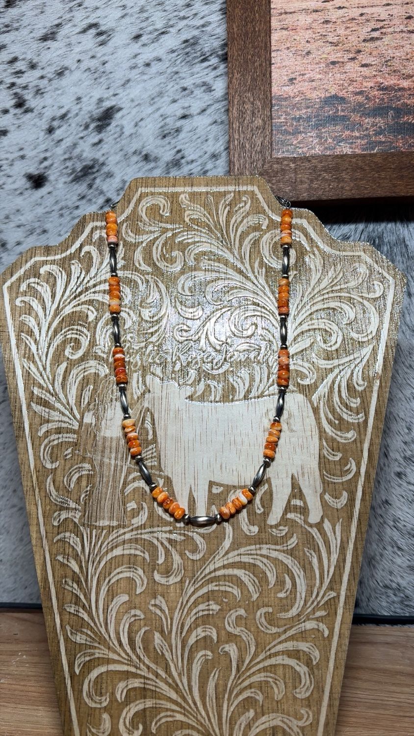 Orange Spiny Oyster &amp; Navajo Pearls