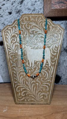 Turquoise, Orange Spiny Oyster &amp; Navajo Pearls