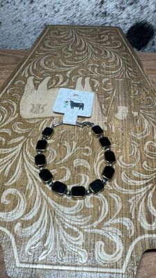 Black Onyx, Gold &amp; Navajo Pearl Bracelet