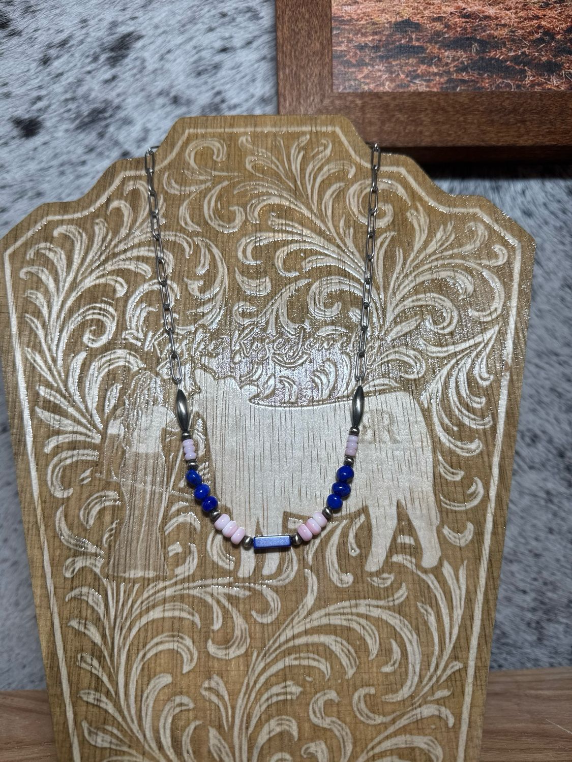 Pink Conch, Blue Lapis &amp; Navajo Pearl Stacker