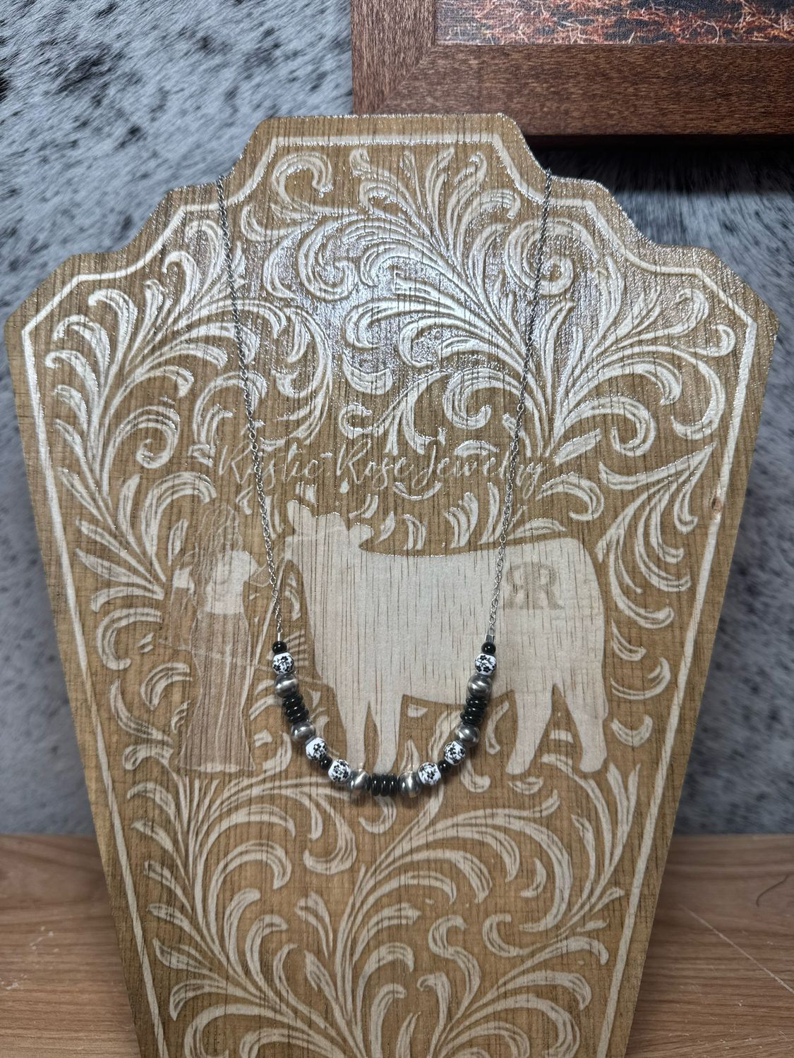 Black Onyx, Black China &amp; Navajo Pearl Stacker