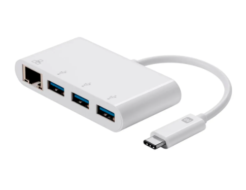 Monoprice | Select Series USB-C 3-Port USB 3.0 Hub and Gigabit Ethernet Adapter P/N: 14503